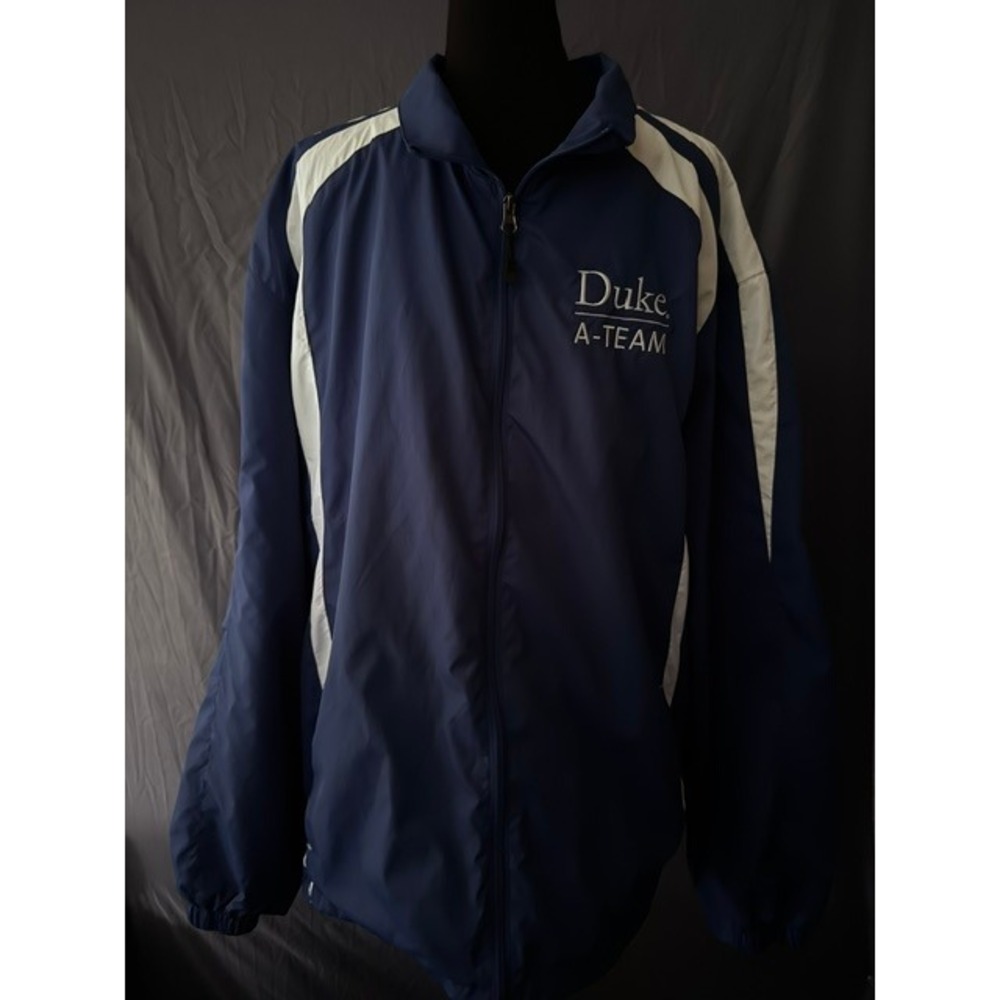 Sport-Tek Duke A-Team Windbreaker Jacket Navy Blue White Full Zip Mens 2XL